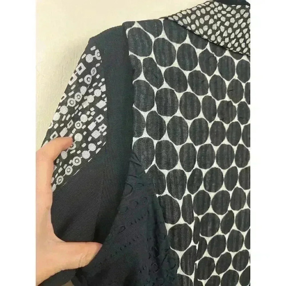 Anac By Kimi Black & White Mixed Media Button Cardigan - size Large - Picture 7 of 7